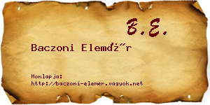 Baczoni Elemér névjegykártya